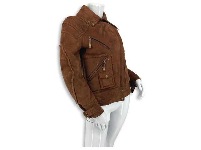 Christian Dior Shearling-Jacke Dior von Galliano Braun Hellbraun - Ansicht 2