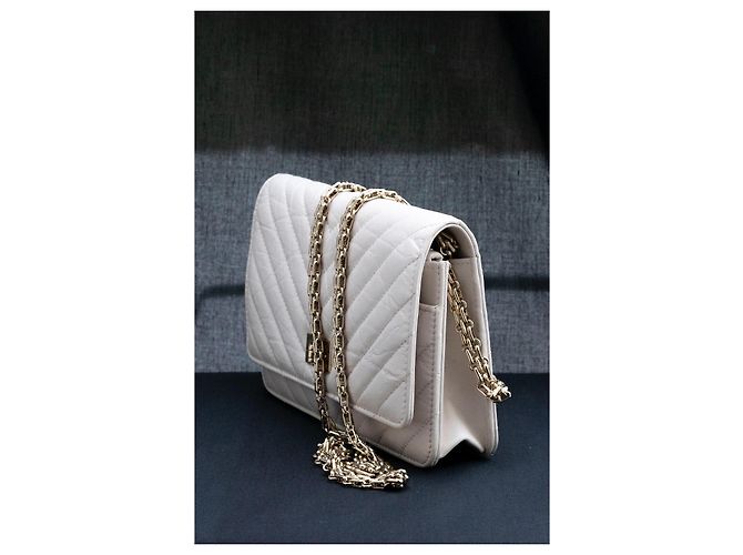 Borsa Chanel Wallet on Chain 2.55 Crema - vista 3