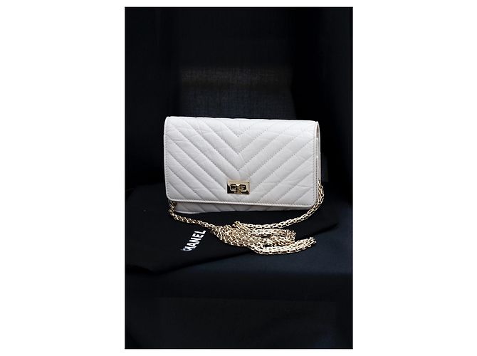 Borsa Chanel Wallet on Chain 2.55 Crema - vista 7