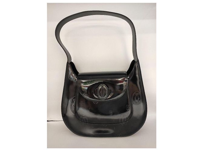 Cartier Borsa a spalla in pelle verniciata nera - vista 6