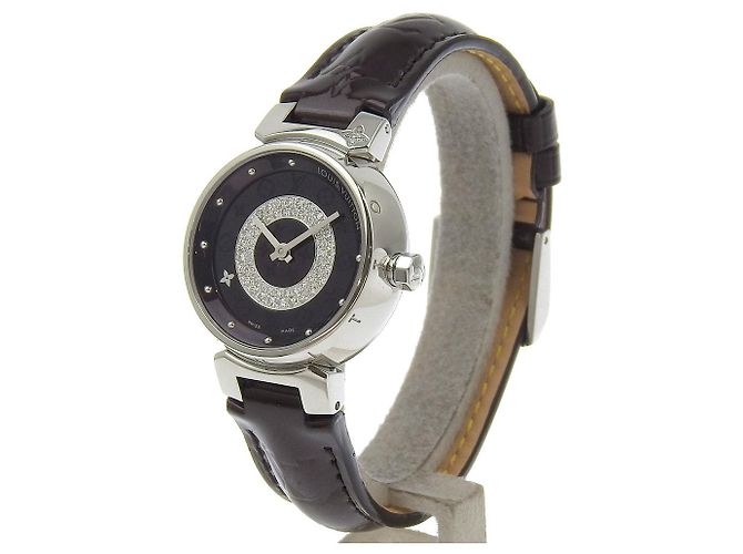 Relógio Louis Vuitton Tambour em aço inoxidável com diamantes de quartzo - vista 2