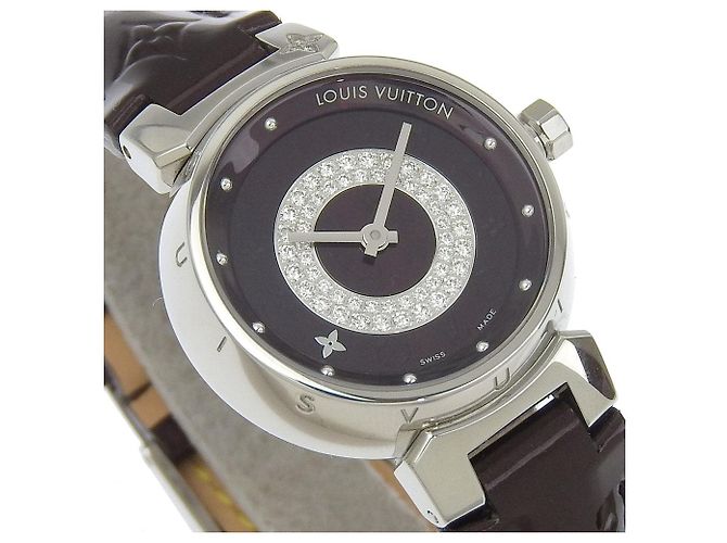 Relógio Louis Vuitton Tambour em aço inoxidável com diamantes de quartzo - vista 3