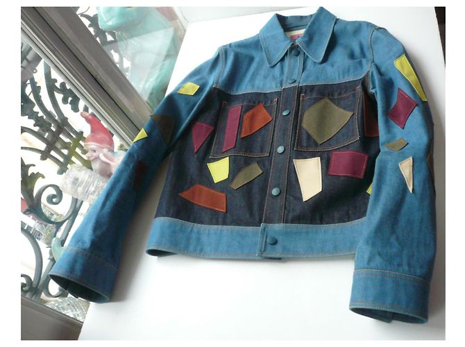ACNE STUDIOS x BLA KONST Patchwork-Jeansjacke Neuwertig RAR Blau - Ansicht 5