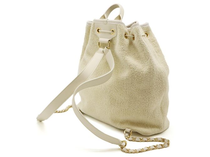 Zaino a spalla della linea Deauville di Chanel Beige Crudo - vista 3
