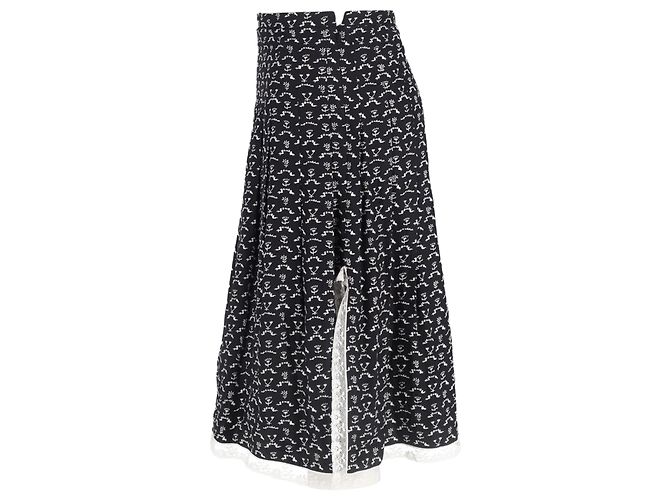 Falda midi plisada estampada de flores Chloé en algodón negro - vista 2