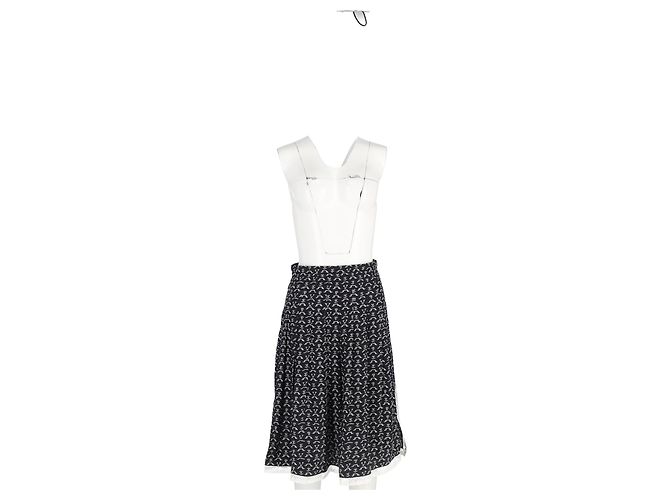 Falda midi plisada estampada de flores Chloé en algodón negro - vista 4