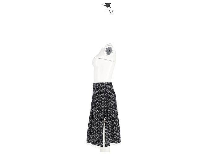 Falda midi plisada estampada de flores Chloé en algodón negro - vista 5