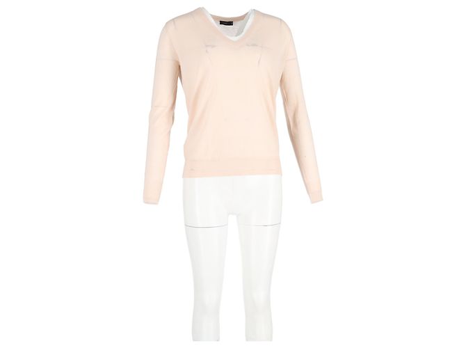 Maglione V in lana rosa Joseph - vista 4