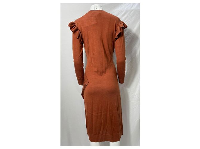 Abito Midi Leo in Lana Marrone Ulla Johnson Rosso - vista 12