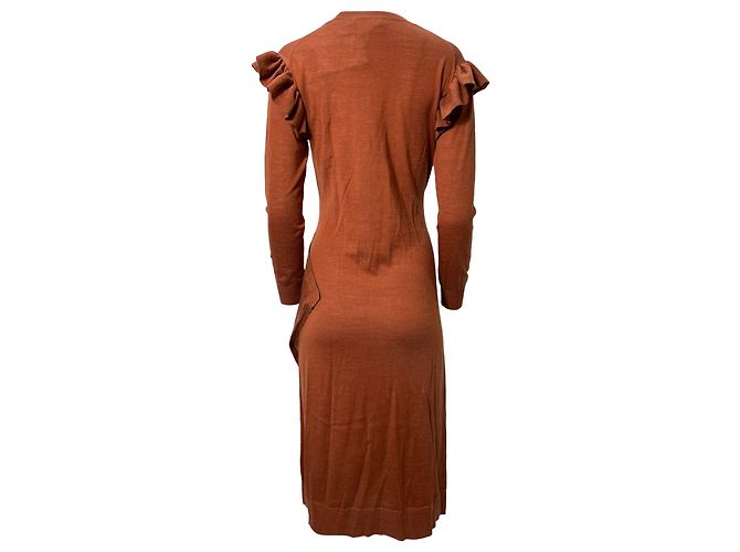Abito Midi Leo in Lana Marrone Ulla Johnson Rosso - vista 6