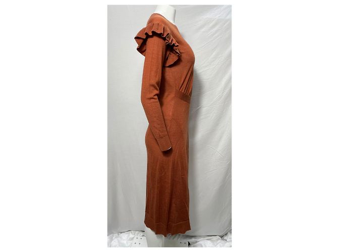 Abito Midi Leo in Lana Marrone Ulla Johnson Rosso - vista 9