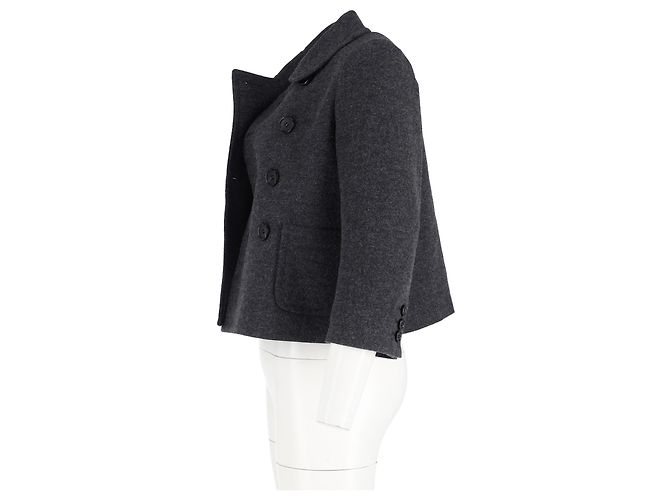 Comme Des Garcons Chaqueta corta cruzada de lana gris de Comme des Garçons - vista 5