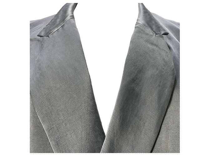 Oversized Doppelreiher-Blazer aus grauem Cupro von Dries Van Noten - Ansicht 2
