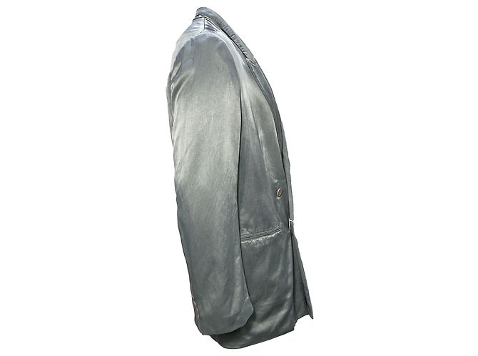 Oversized Doppelreiher-Blazer aus grauem Cupro von Dries Van Noten - Ansicht 3