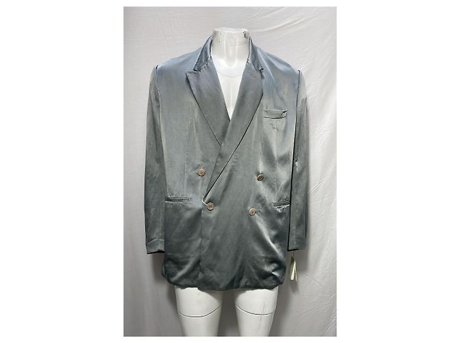 Oversized Doppelreiher-Blazer aus grauem Cupro von Dries Van Noten - Ansicht 7