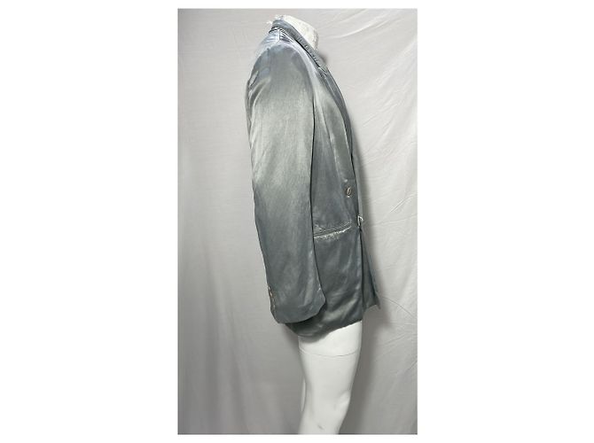 Oversized Doppelreiher-Blazer aus grauem Cupro von Dries Van Noten - Ansicht 9