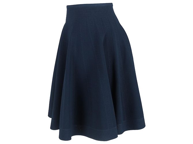 Falda A-Line Acampanada Alaïa en lana azul marino - vista 2