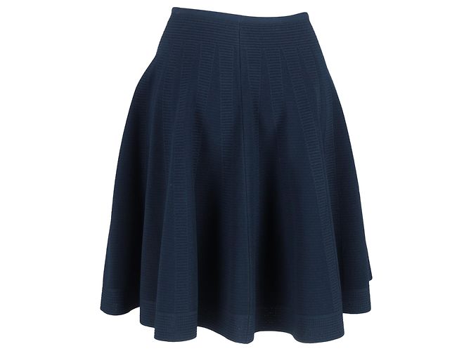 Falda A-Line Acampanada Alaïa en lana azul marino - vista 3