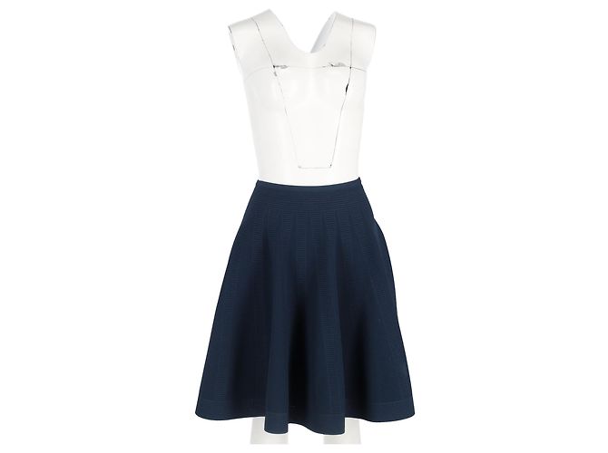 Falda A-Line Acampanada Alaïa en lana azul marino - vista 4