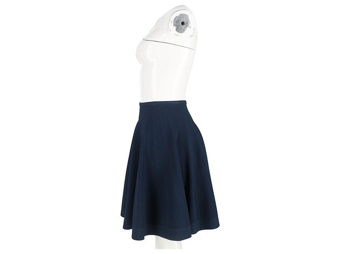 Falda A-Line Acampanada Alaïa en lana azul marino - vista 5