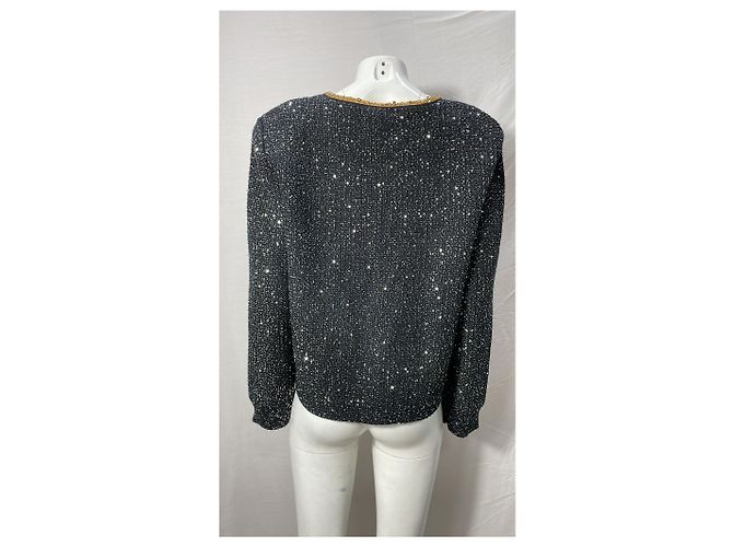 Self portrait Selbstporträt veredelte schwarze Polyester-Tweedjacke mit einreihigem Knopf - Ansicht 10