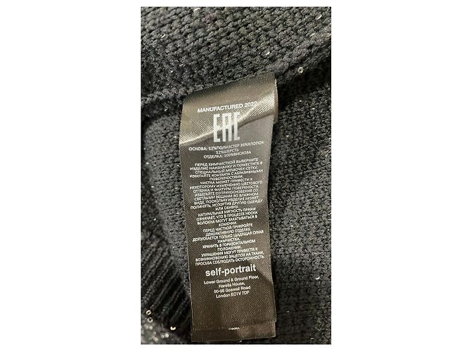 Self portrait Selbstporträt veredelte schwarze Polyester-Tweedjacke mit einreihigem Knopf - Ansicht 12