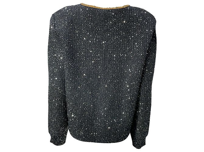 Self portrait Selbstporträt veredelte schwarze Polyester-Tweedjacke mit einreihigem Knopf - Ansicht 4