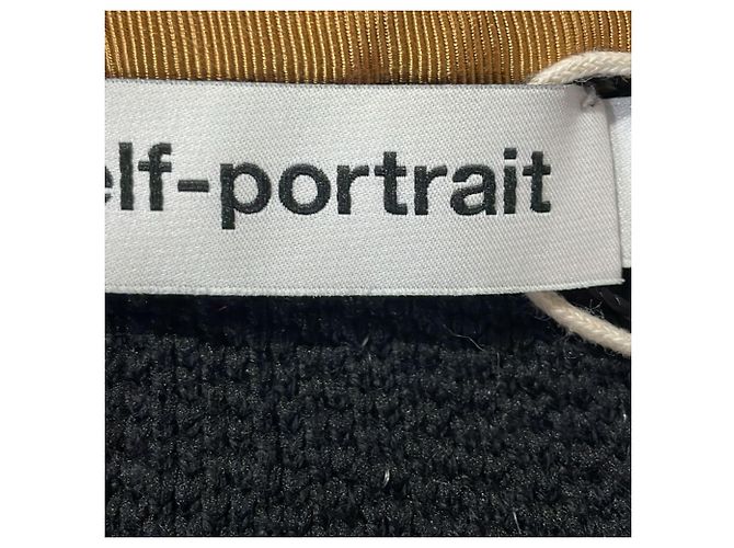 Self portrait Selbstporträt veredelte schwarze Polyester-Tweedjacke mit einreihigem Knopf - Ansicht 5