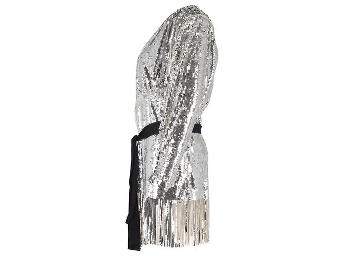 Autre Marque Samantha Pailletten-Mini-Wickelkleid von Birger Christensen aus silbernem Polyester Metallisch - Ansicht 2