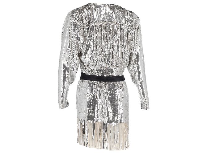 Autre Marque Samantha Pailletten-Mini-Wickelkleid von Birger Christensen aus silbernem Polyester Metallisch - Ansicht 3