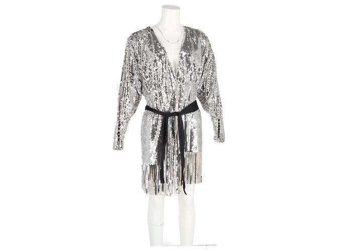 Autre Marque Samantha Pailletten-Mini-Wickelkleid von Birger Christensen aus silbernem Polyester Metallisch - Ansicht 4