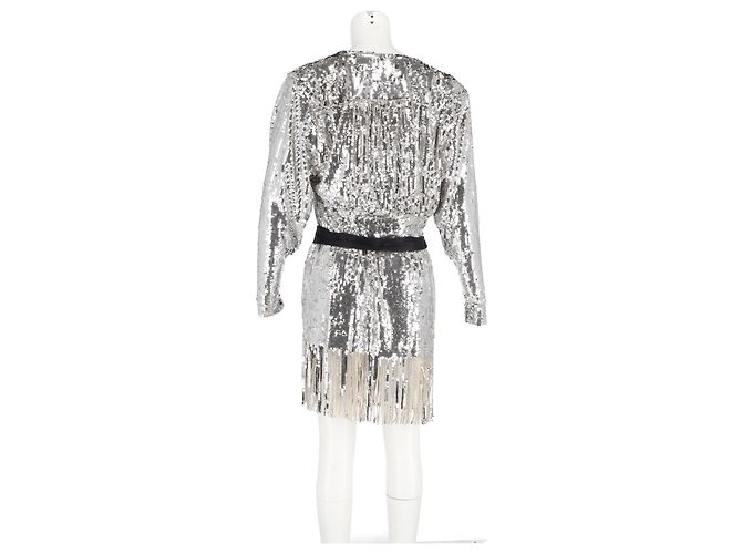 Autre Marque Samantha Pailletten-Mini-Wickelkleid von Birger Christensen aus silbernem Polyester Metallisch - Ansicht 6