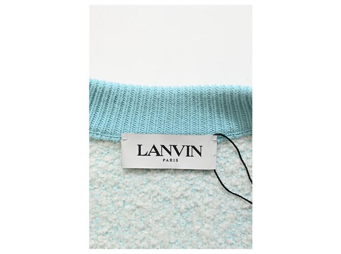 Cardigan con frange Lanvin in cotone azzurro - vista 2