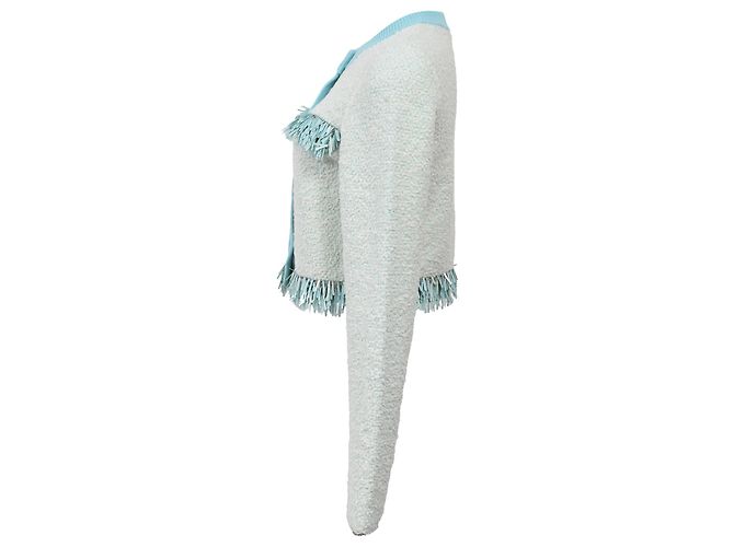 Cardigan con frange Lanvin in cotone azzurro - vista 3