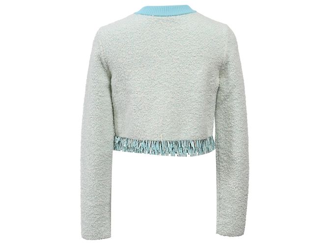 Cardigan con frange Lanvin in cotone azzurro - vista 4