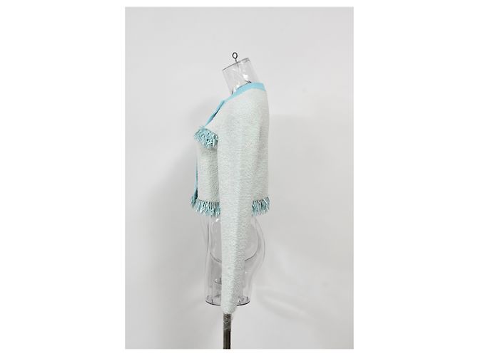Cardigan con frange Lanvin in cotone azzurro - vista 8