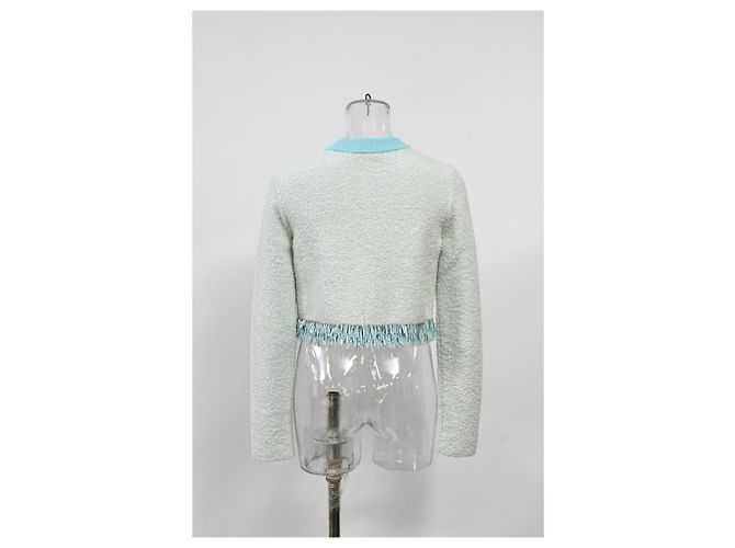 Cardigan con frange Lanvin in cotone azzurro - vista 9