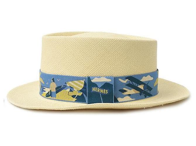 Hermès Cappello di paglia beige Hermes Marrone - vista 4