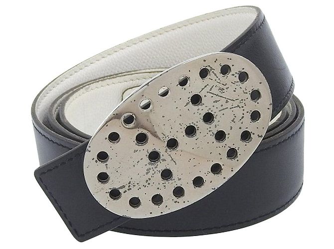 Hermès Reversibler Leder-Gürtel Hermes Evelyne schwarz-weiß - Ansicht 3