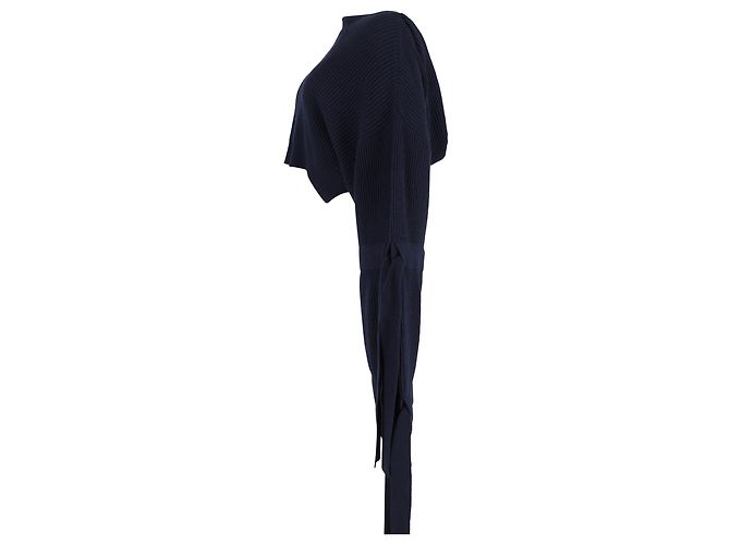 Stella Mc Cartney Stella McCartney kurz geschnittene gerippte Kapuzenpullover aus marineblauer Kaschmirwolle - Ansicht 2