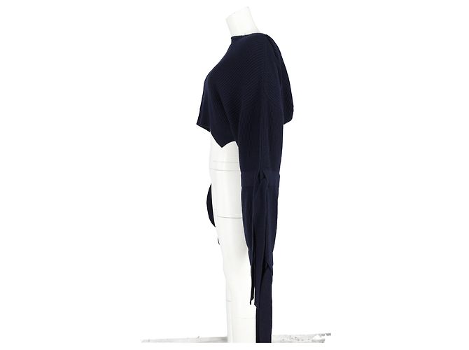Stella Mc Cartney Stella McCartney kurz geschnittene gerippte Kapuzenpullover aus marineblauer Kaschmirwolle - Ansicht 5