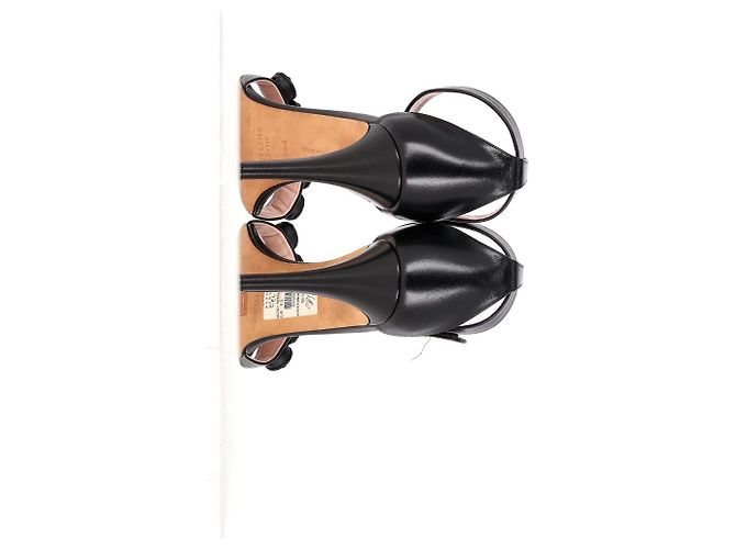Céline Sandales à talons avec bride de cheville en cuir noir ornées de cristaux Celine - vue 11