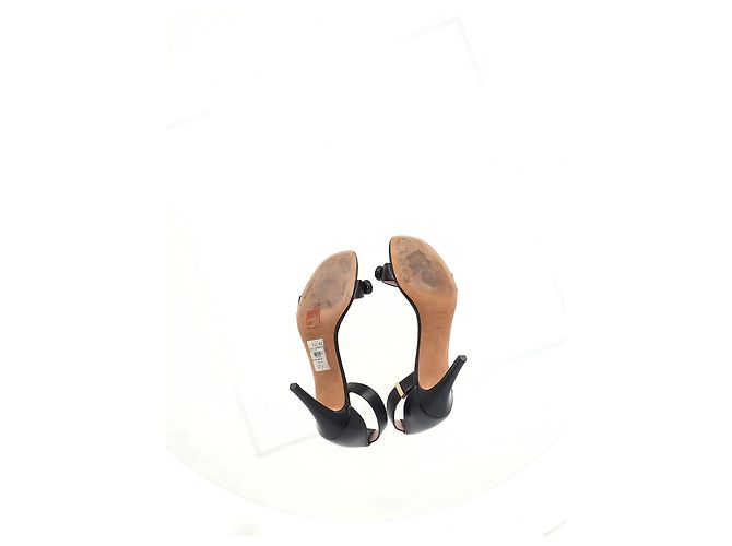 Céline Sandales à talons avec bride de cheville en cuir noir ornées de cristaux Celine - vue 12