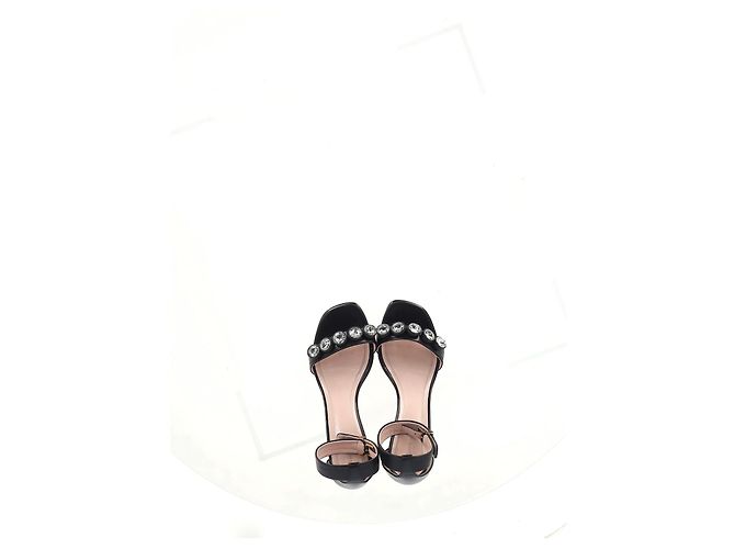 Céline Sandales à talons avec bride de cheville en cuir noir ornées de cristaux Celine - vue 9