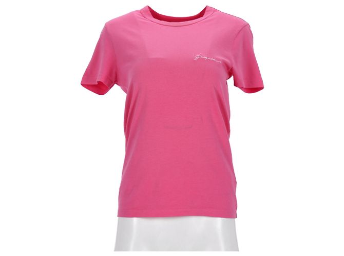 Rosa Baumwoll-T-Shirt mit Jacquemus-Logo-Stickerei Pink - Ansicht 6