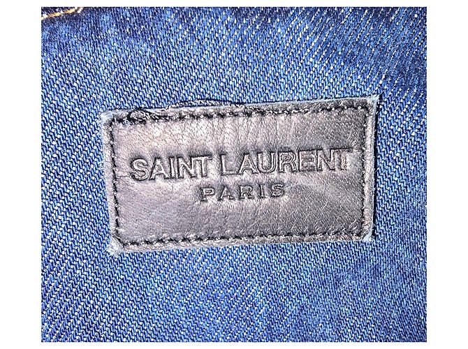 Jaqueta Patch Saint Laurent em denim de algodão azul - vista 11