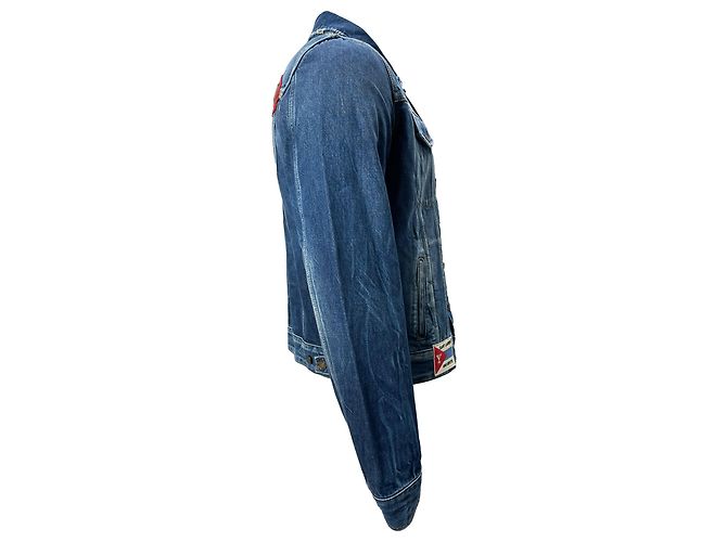 Jaqueta Patch Saint Laurent em denim de algodão azul - vista 2