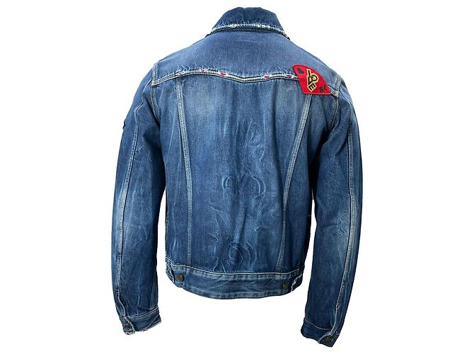Jaqueta Patch Saint Laurent em denim de algodão azul - vista 3