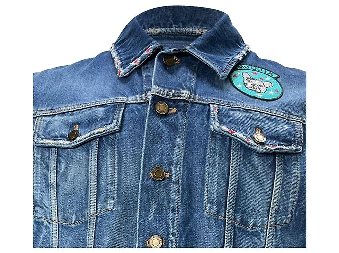 Jaqueta Patch Saint Laurent em denim de algodão azul - vista 4