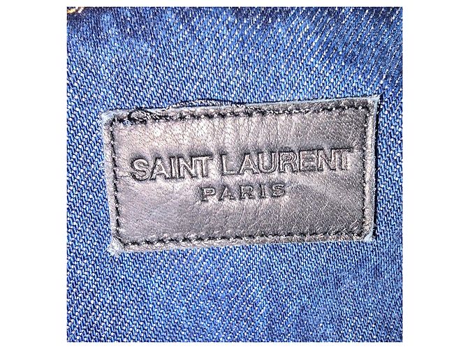 Jaqueta Patch Saint Laurent em denim de algodão azul - vista 5